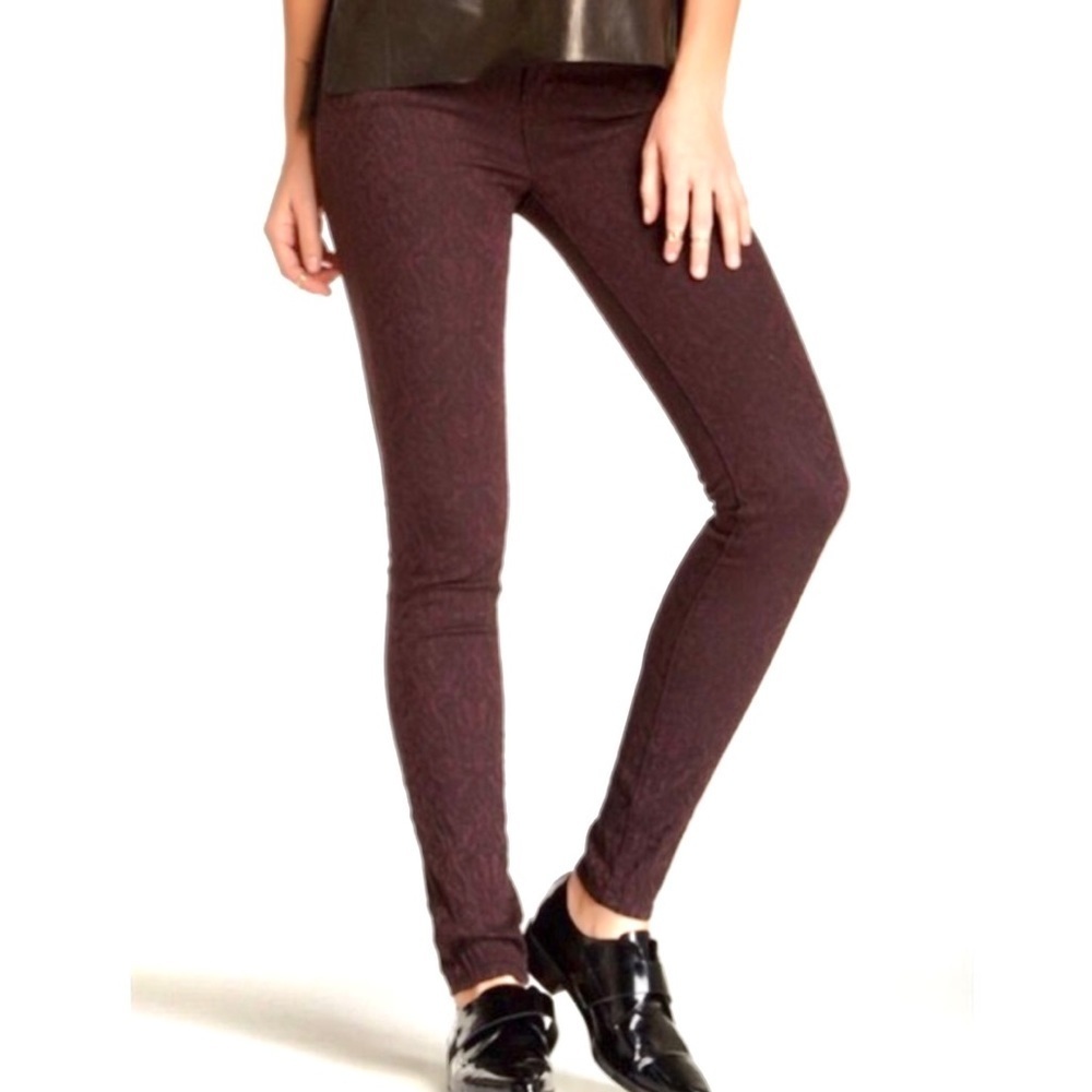 Vince Textured Mulberry Stretch Purple Brocade Skinny‎ Pants Whimsigoth Goth 28